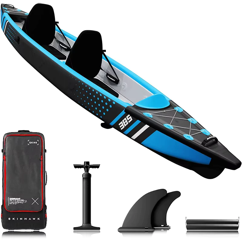 2 Paddlers Lightweight PVC Kayak Canoe 3.1 4m Fishing Boat with Paddle Seat and Motor