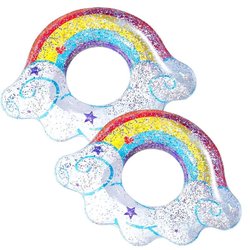 2 Unidades de Tubos Infláveis Arco-Íris para Festa na Piscina