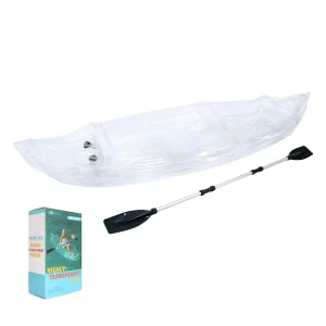 2 Person Inflatable Kayak Folding Fishing Boat Thickened Extra Thick Rubber PVC Material Transparent 160L Capacity Assault Boat