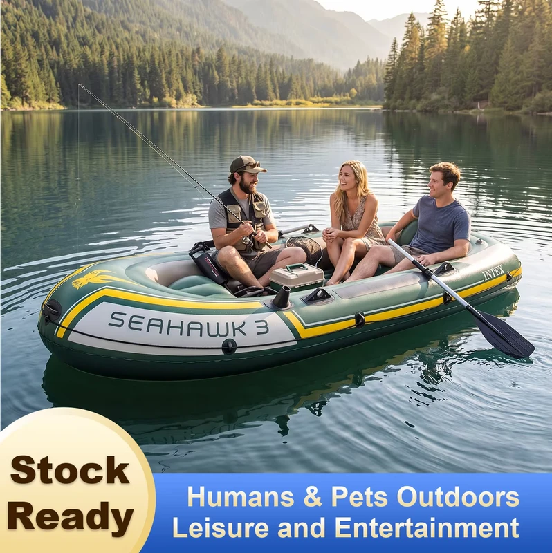 2-Person Sea Hawk Inflatable Kayak Thickened PVC Quick-Drying Touring Fishing Lakes Outdoor Water Sports