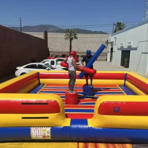 Plataforma de Jousting Inflável Unissexo de PVC para 2 Pessoas 4x4m, Arena de Combate Portátil para Alugueres