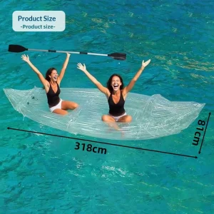 2 Persons Capacity Inflatable Kayak Foldable Extra thick PVC Transparent for Fishing and Water Sports
