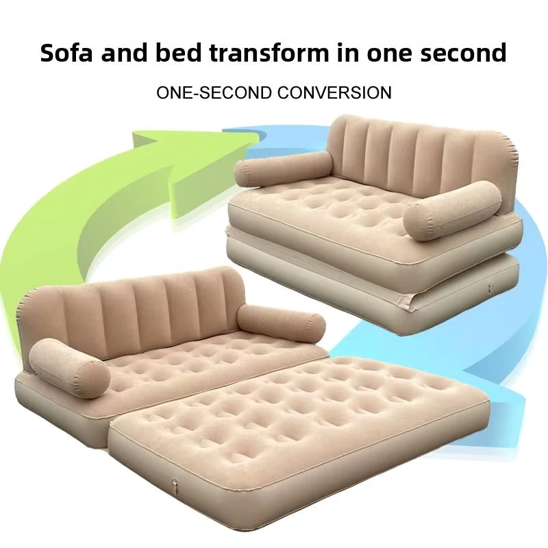 2 in 1 변환 가능한 접이식 현대식 고강도 플로킹 PVC 인플레이터블 침대 라운지 소파 겸 침대 휴대용 캠핑 실내외용
