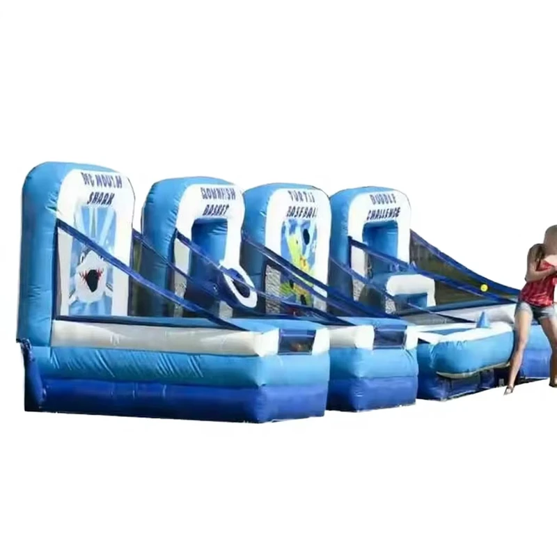 Jogos Infláveis de Carnaval 2 em 1 Tema Seaworld Desafio do Mundo Oceânico Material PVC para Crianças Montagem Fácil 300KG