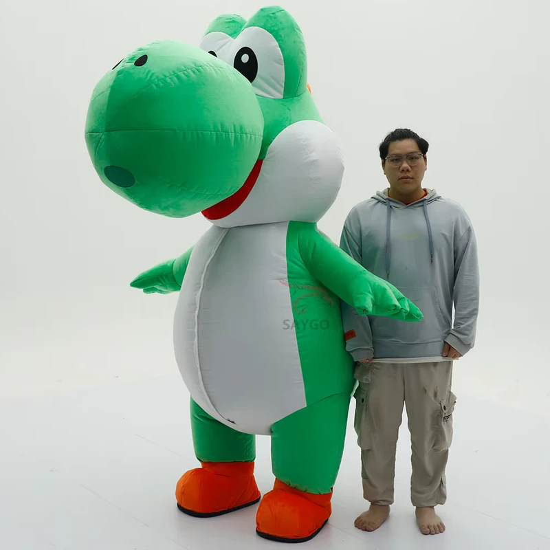 Costume Gonfiabile Gigante Yoshi Verde da 2,2m 2,6m, Mascotte per Adulti, Carnevale e Pubblicità