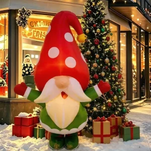 Costume gonfiabile di Natale da 2,2m, gnomi Tomte Nisse Kabouter, costume mascotte per decorazione natalizia gonfiabile