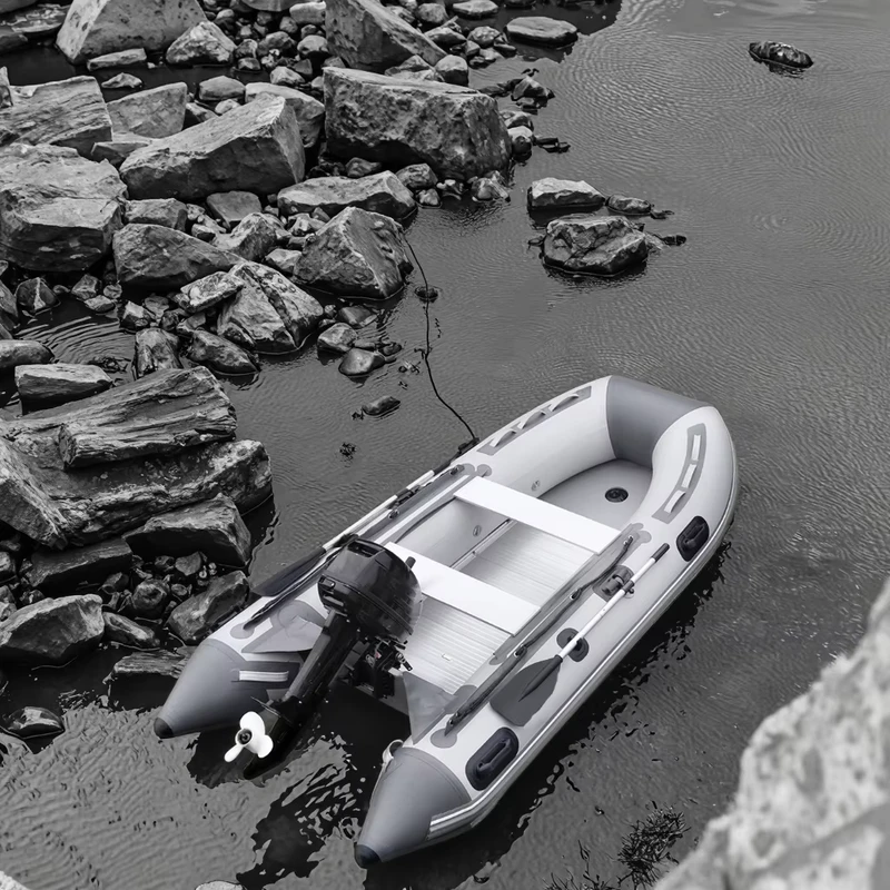 2.3m-4.3m Inflatable Rescue Boat Aluminum Floor 1.2mm PVC Inflatable Boat Kayak Rafting Fishing Boat