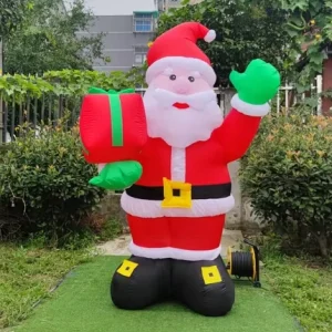 Đồ trang trí sân vườn bơm hơi Giáng sinh cao 2,4 mét, thổi phồng với đèn LED chào đón ông già Noel
