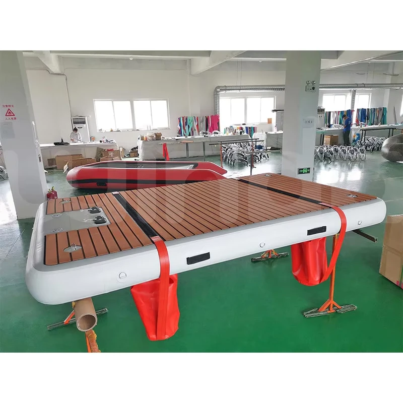 2.5x1.5x0.2m ドロップステッチインフレータブルプラットフォーム 浮遊ヨットドック 4つの水袋付き