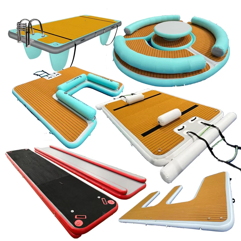 2.5×1.5×0.2m Teak Dock Inflatable Water Fishing Platform Yacht Floating Dock Island