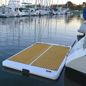 2.5×1.5×0.2m Teak Foam Inflatable Pontoon Water Swim Platform Boat Yacht Dock Lake Island