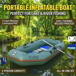 2.6m PVC Inflatable Boat 3 Person Fishing Kayak Wooden Floor Dinghy Canoe with Accessories Heat Process Against Salt Water