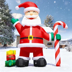 20 26 33FT 40FT Giant Inflatable Santa Claus Christmas Outdoor Decoration with Cindy Cane & Gift Boxes