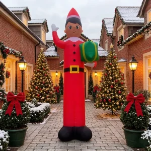 20 FT Super Hoge Kerst Opblaasbare Elf Gigantische Kerstman Elf met Ingebouwde LED Verlichting Decoratie voor Tuin Buiten