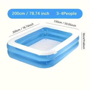 200*150*50cm Two layer PVC Inflatable Swimming Pool Foldable Eco Friendly Rectangle for Home Outdoor Use for Children Adults