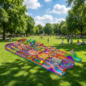 200m Long Custom Design Adult Inflatable Obstacle Course PVC Material 2 Year Warranty FCO 01 Model 30