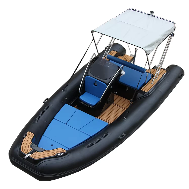 Bote Inflable de Casco de Fibra de Vidrio de 20 Pies con PVC Hypalon de 1.2 mm de Grosor, Adecuado para Buceo, Pesca, Turismo y Deportes Acuáticos