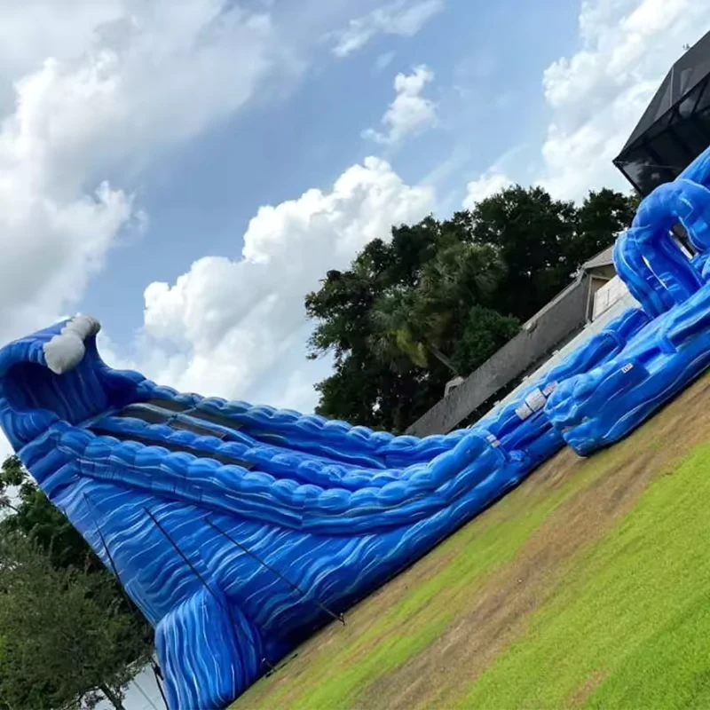 20 ft Blau Erwachsene Gewerbliche Aufblasbare PVC Wasser Rutsche Pool 2 Bahn Außenbereich Zuhause Aufblasbare Wasser Rutschen