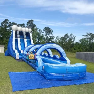 20ft Blue Water Slide Inflatable 2 Lanes Adult Commercial Inflatable PVC Water Slide with Swimming Pool