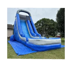 Tobogán de Agua Inflable Azul de 20 pies, Instalaciones Comerciales de Diversión Acuática
