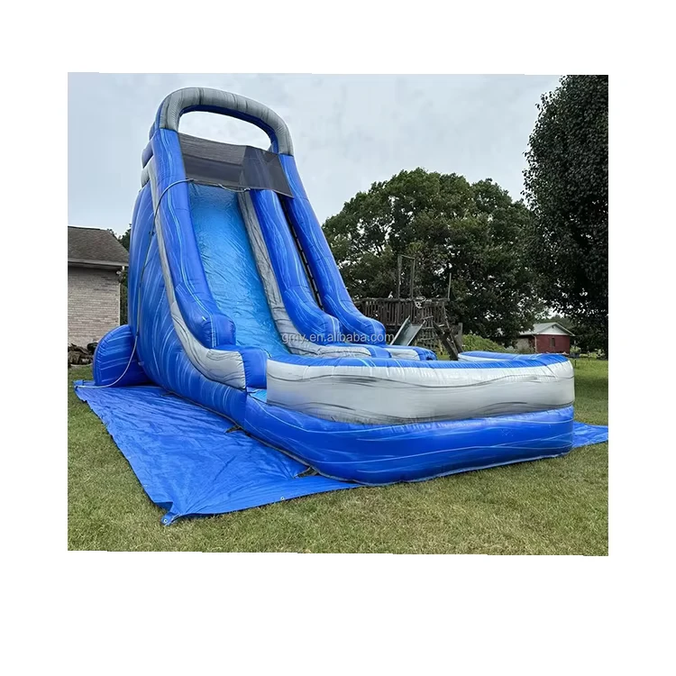 Seluncuran Air Inflatable Biru 20ft, Fasilitas Amusement Air Komersial