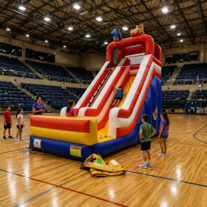 Seluncuran Kering Inflatable Deluxe Tinggi 20ft Jalur Tunggal Tema Kartun