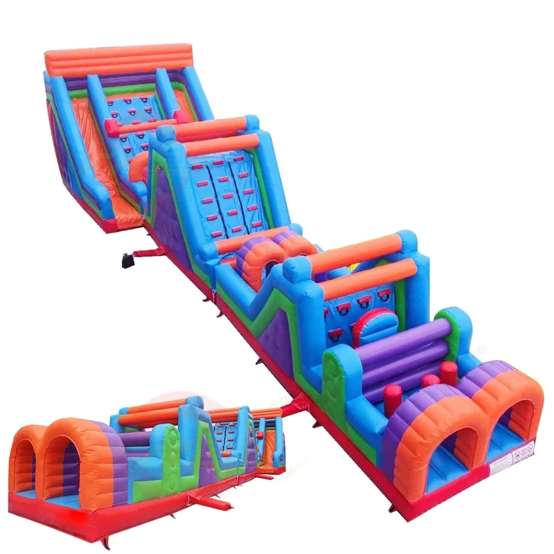 Curso de Obstáculos Inflable de 20m, Diversión Interactiva con Niños para Juegos al Aire Libre o Entretenimiento en Fiestas