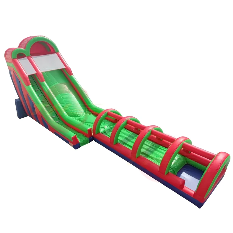 Toboggan Aquatique Gonflable de 20m avec Piscine, Toile PVC Commerciale, Toboggan Sautillant pour Enfants et Adultes, Toboggan de Parc d'Attractions