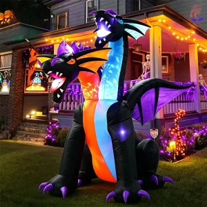21 meter Halloween Outdoor Inflatable Two headed Dragon Polyester Model LED Lighting Lawn Decoration Model 22293 CN