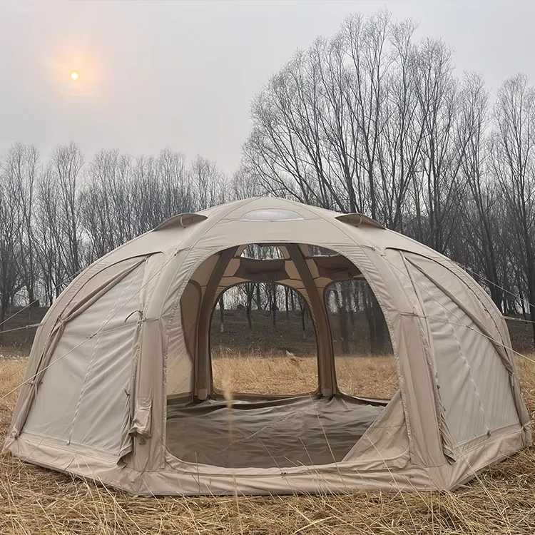 Tenda Inflável de Cabana 210D Oxford 12.5㎡ 8 Portas Coluna de Ar Impermeável à Prova de Vento