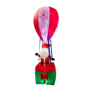 210cm 7ft High Polyester Christmas Inflatable Fire Balloon with Reindeer and Santa Claus Indoor Outdoor Inflatable Decoration