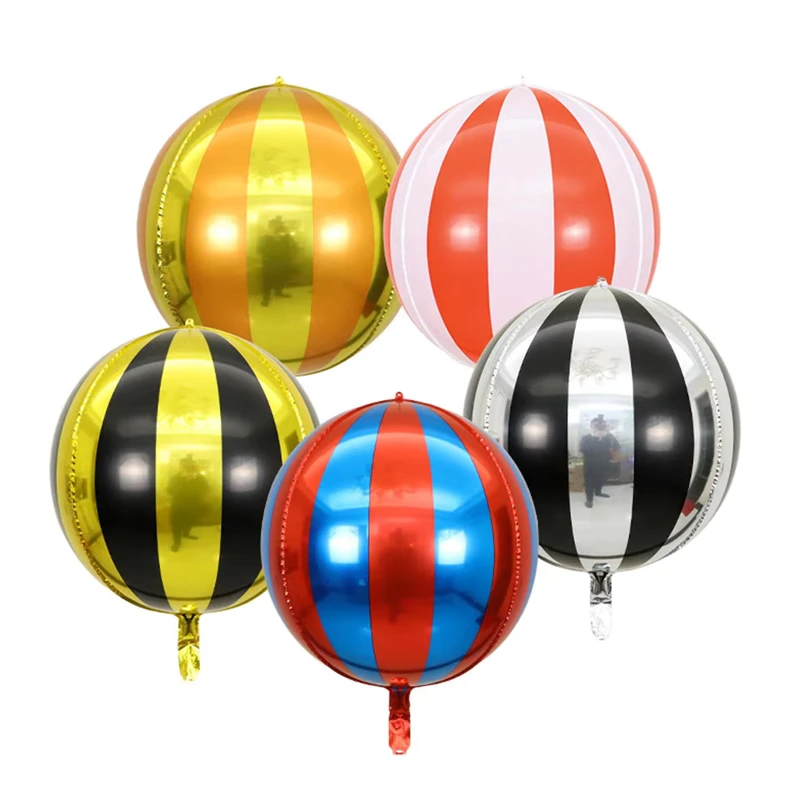 22 Zoll 4D Streifen Runde Geburtstagsfeier Folienballon für Zirkus-Karneval-Party-Dekorationen