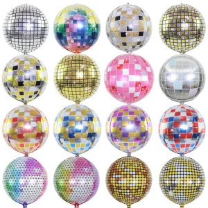 22 Inch Laser 4D Silver Gold Color Disco Foil Balloon Inflatable Mirror Ball KTV Birthday Graduation Party Large Size