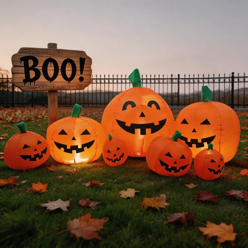 Décoration gonflable de citrouilles lumineuses pour Halloween, 228 cm