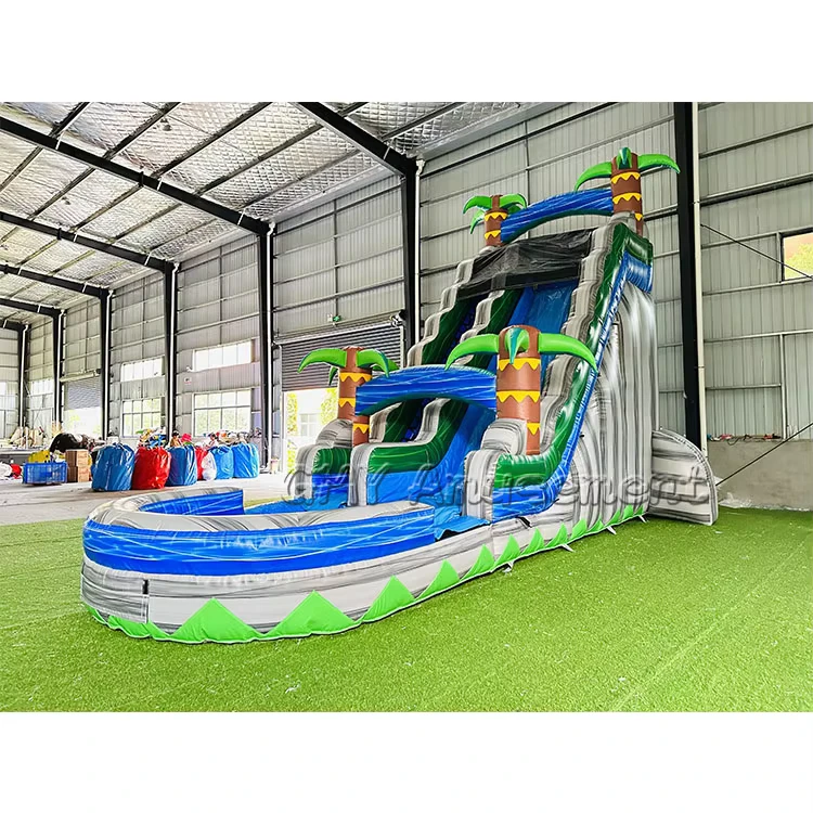Toboggans aquatiques gonflables de 22 pieds avec maison gonflable et toboggan