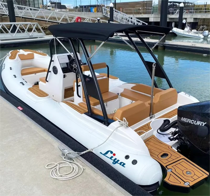 22ft Luxury Yacht Rigid Inflatable Rib Boat with Fiberglass Hull Outboard Engine CE Certified Made in China