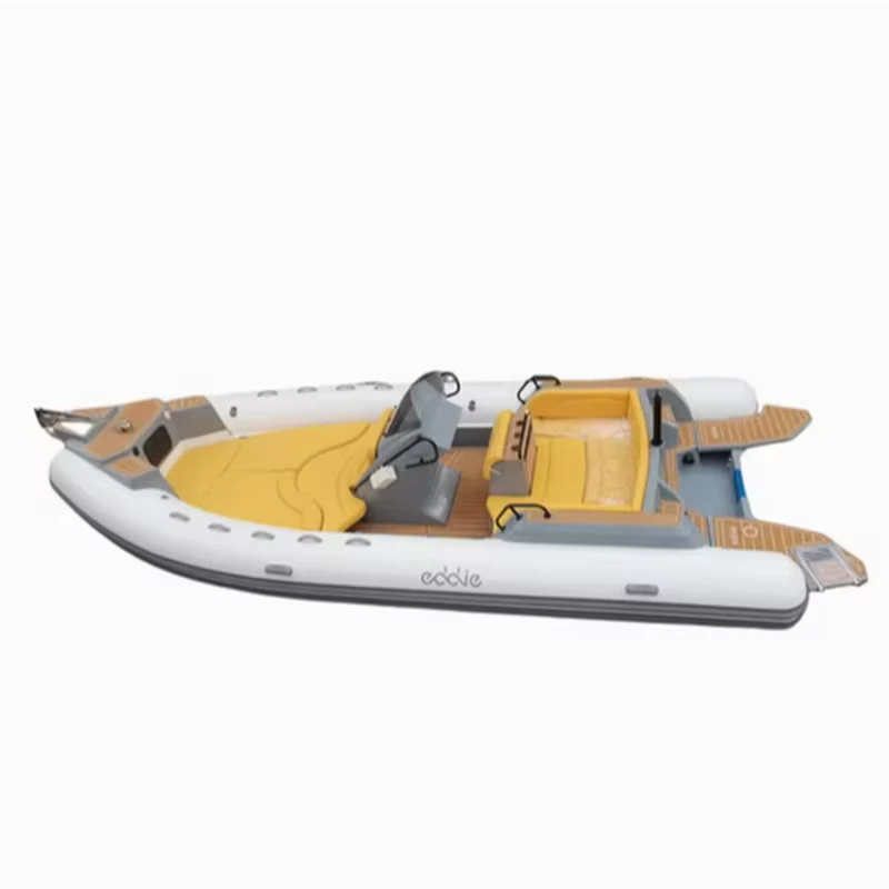 23 Foot RIB700 Rigid Fiberglass Hull Inflatable Hypalon Boat with Outboard Motor