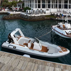 23FT Rigid Rib 7,6m 760 Hypalon Kapal Fiberglass Dasar V Dalam Mesin Luar Ruangan Kapal Inflatable Rib Yacht