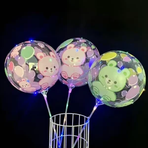 24 Inch Bear Transparent LED Bobo Balloon Party Decoration Ball Baby Shower Decoration