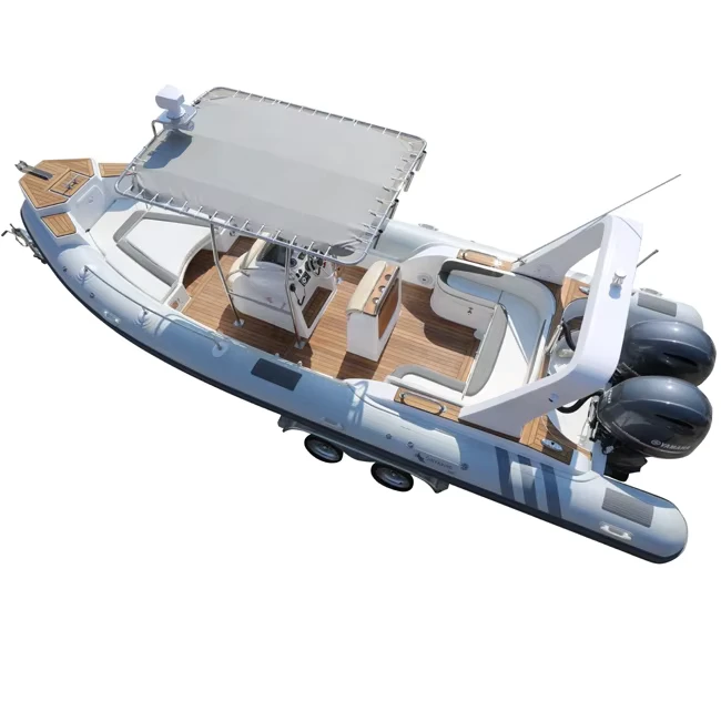 Barco Inflável CE de 7,6 metros com motor de 250 hp, barco de quilha desportiva, casco em Hypalon e fibra de vidro, caiaque