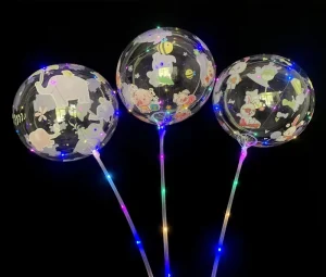 24inch Animal LED Clear Bobo Bubble Balloons Helium Clear Bobo Balloon for Boys