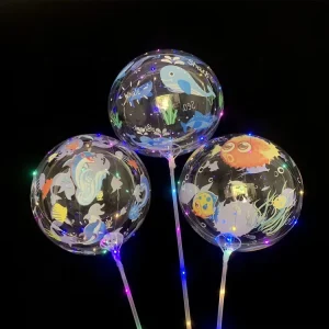 24inch Sea LED Clear Bobo Bubble Balloons Helium Clear Bobo Balloon for Boys