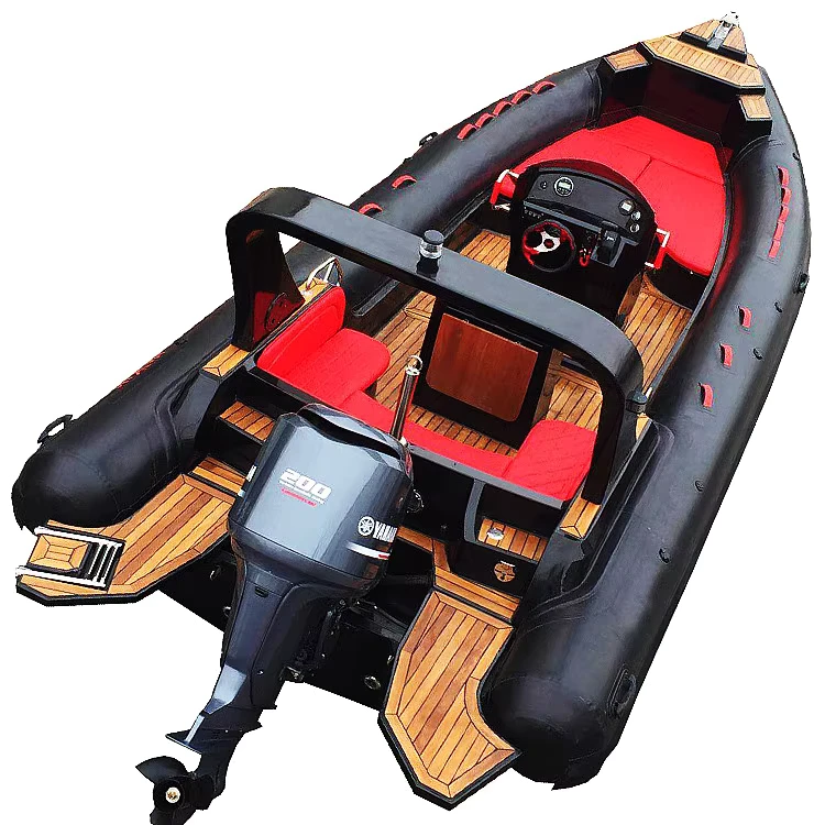Barca RHIB a doppio scafo profondo V da 25 piedi 7.6 metri 760 Diver, certificata CE, in Hypalon, compensato marino in legno, fibra di vetro rigida, gonfiabile in PVC Hypalon