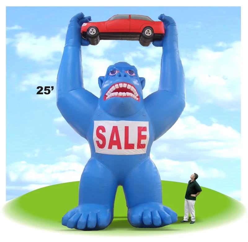 25ft Giant Inflatable Gorilla PVC Model with Air Blower Balloon for Car Dealer Marketing Parties and Events