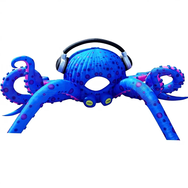 25m Gigantisch Opblaasbaar Octopus Model met Hoofdtelefoon voor Podiumdecoratie Commerciële Reclame Oxford Opblaasbare met Blazer
