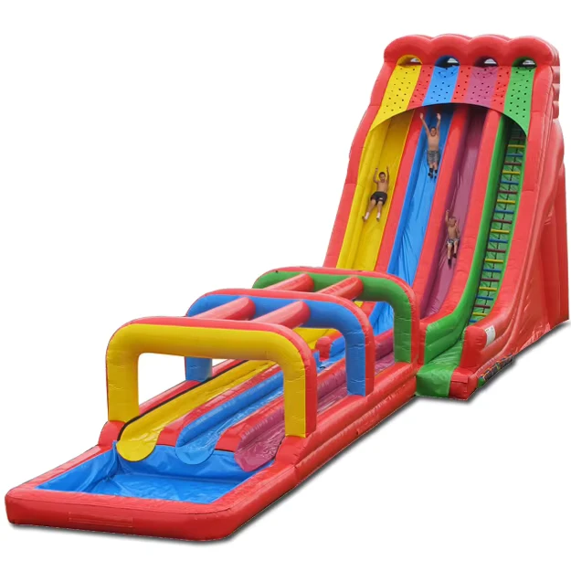 Scivolo Gonfiabile Gigante Arcobaleno da 26 piedi, Slip and Slide Triple Lindy per Adulti e Bambini