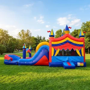 26x13ft Neutral Color Children Inflatable Bounce House Combo Slide for Indoor Outdoor Use
