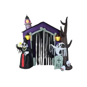 Arco gonfiabile di Halloween 270 cm 9 ft Decorazione per festival con ventilatore integrato e luci interne a batteria per esterni