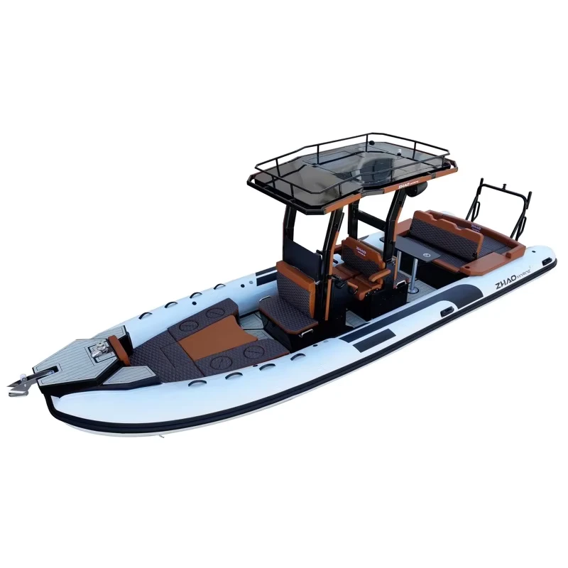 27ft Rigid Inflatable Boat 8.1m Luxury Sport RIB Center Console Aluminum Hull Boat for Offshore Fishing and Diving