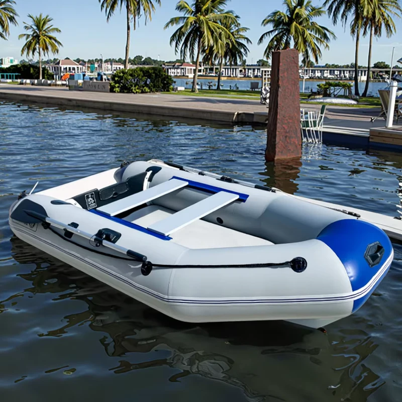 Bote Inflable Marino de 280cm 9.2 pies, Remo, Canoa, Balsa de Asalto Portátil, Kayak de Pesca con Suelo de Aire para Yate